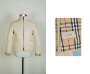 -Ladies Burberry London Quilted Nova Check Beige Jacket Size L - Picture 1 of 14