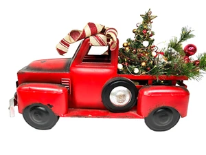 Large 18" Metal Classic Rustic Red Pickup Truck Christmas Tree LIGHTS Home Decor - Picture 1 of 14