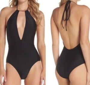 Ted Baker London Black Halter One Piece Swimsuit US Size 6 - Picture 1 of 3