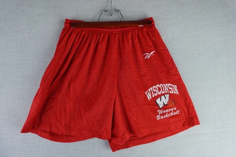 Vintage Wisconsin Badgers Womens Basketball Adult Large Red Shorts Drawstring Cover