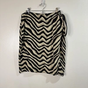 Y2K Lauren Ralph Lauren Skirt 16 Wrap 100% Silk Chiffon Sarong Zebra Brown Black - Picture 1 of 6