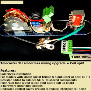 Tele Solderless SH wiring upgrade For Imports+ Coil Split + Balance resistor - Picture 1 of 8