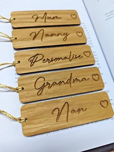 Personalised Wooden Bookmark Mothers Day Gift Mum Grandma Thank You Present Nana - Imagen 1 de 6