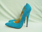 Turquoise Suede High Heel Stiletto Shoes with 6