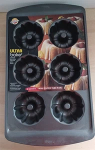 1-Wilton "Ultra Bake 2" Non- Stick Mini Fluted Tube Pan 6 Fluted Cake Pans NIP - Picture 1 of 11