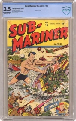 RARE 1945 Schomburg SUB-MARINER COMICS #16 World War II Cover CBCS 3.5 Golden 🔥 - Image 1 of 2