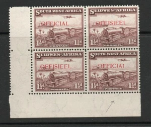 SOUTH WEST AFRICA SG O17a "I FOR L" VARIETY BOTTOM RIGHT IN BLOCK M/M - Picture 1 of 2