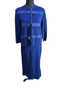 Traje Falda Lana Kimberly Vintage Con Lazos Años 60 Hecho en Italia Talla 14 - Imagen 1 de 12
