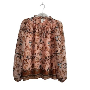 Joie Blouse Womens Medium Floral Peasant Sleeve Boho Peach Top Bohemian NWOT - Picture 1 of 11