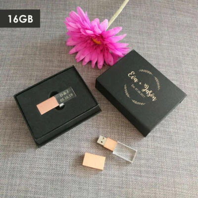 Personalized Crystal USB Flash Drive & Box Bundle, Wedding Gifts, Wedding USB - Image 1 of 4