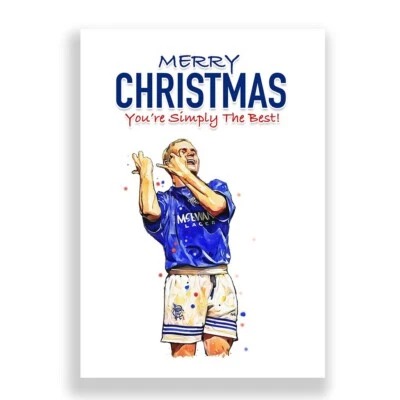 THE FOOTBALL PRINT ROOM RANGERS CHRISTMAS CARD | PAUL GASCOIGNE CHRISTMAS CARD