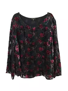 Dalia Floral Velvet Burnout Blouse Size 3X Fairy Grunge Whimsigoth Witchy - Picture 1 of 12