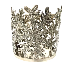 Sonoma Silber Metall Glitzer Schneeflocke Kerzenhalter 14 oz Glas Glas Kerze - Bild 1 von 7