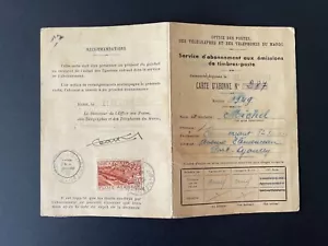 Maroc - Carte Abonnement Timbre 1948 - Port Lyautey - Rare - Foto 1 di 3