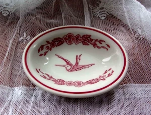 VTG Jackson China Red Hummingbird 4.5"x 3.5" Oval Cooks Restaurant Supply Bowl - Bild 1 von 5