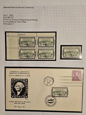 UNITED STATES  Scott R733, Single, Plate Block of Four, & First Day Cover - Image 1 of 4