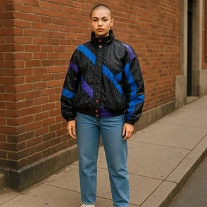 Vintage Christian Dior Monsieur Windbreaker Jacket Large Navy Blue Purple 80-90s - Picture 1 of 22