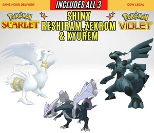 ✨SHINY RESHIRAM, ZEKROM & KYUREM✨Pokemon Scarlet And Violet - Picture 1 of 2