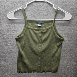 Old Navy girls' size large (10/12) fitted button-front tank top, green. Ribbed  - Picture 1 of 6