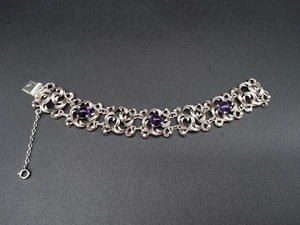 Silberarmband im Jugendstil, aus 835er Silber, mit Amethyst verziert - Bild 1 von 3