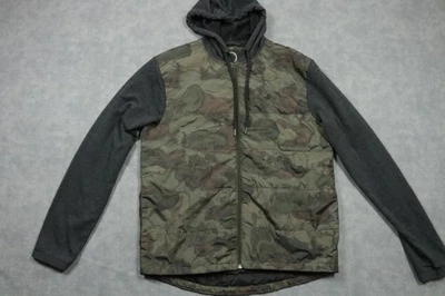 Volcom Jacket Mens Medium Camo Green Gray Hooded Zip Front Quilted Mixed Media - Image 1 of 4