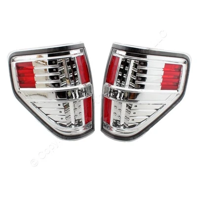 Par de luces traseras LED anzo 311147 cromadas con inserciones rojas para Ford F-150 2009-14 Foto 1 de 4