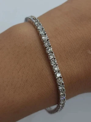 4.00 CT D/VS Round Cut Lab Grown Diamond Tennis Bracelet 14k White Gold 6.00 - Image 1 of 4