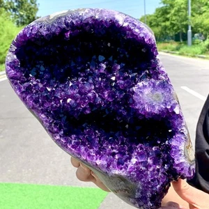 Ametista naturale 13,64 libbre geode quarzo a grappolo cristallo esemplare guarigione - Foto 1 di 17