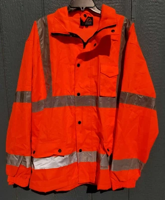 VEA Hi Vis Rain Jacket 3M Reflective Safety Workwear Coat Orange Men's XL NMINT - Image 1 of 4