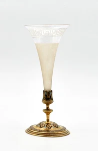 Vase cornet cristal décor géometrique pied cloisonné - Picture 1 of 7