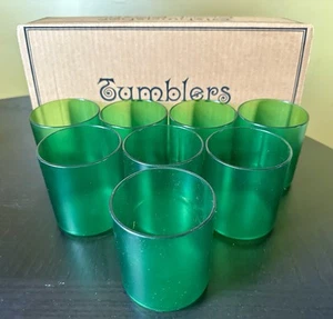 NIB FITZ & FLOYD Set Of 8 Green Plastic Tumblers 11oz Original Box - Picture 1 of 16