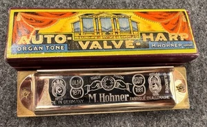 Arpa de válvula automática M. HOHNER'S Alemania llave de armónica "G" con caja COMO NUEVA LN rara - Imagen 1 de 11