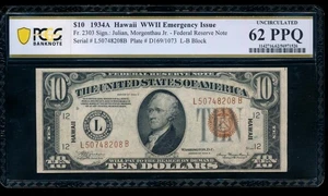 AC Fr 2303 1934A Hawaii $10 PCGS 62 PPQ UNCIRCULATED - Picture 1 of 2