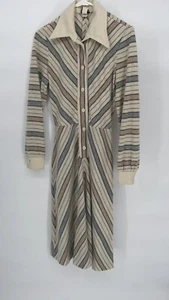 *Rare* 60s/70s Midi Shirt Dress Pastels And Cream Color Womens Small Woven Cotto - Picture 1 of 7