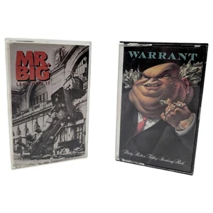 Mr. Big- Lean Into It + Warrant- Dirty Rotten Filthy Stinking Rich, Cassette LOT - Picture 1 of 9