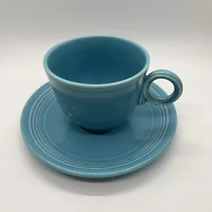 Homer Laughlin Fiesta blau Teetasse und Untertasse Vintage - Bild 1 von 12