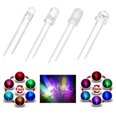 LED RGB 3mm 5mm Regenbogen Farbwechsel langsam schnell Lichtwechsel Blinken LEDs - Bild 1 von 4