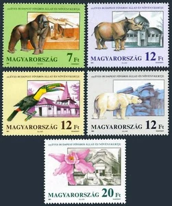 Hungary 3288-3292,MNH. Budapest ZOO,Botanical Gardens-125,1991.Gorila,Rhinoceros - Picture 1 of 1