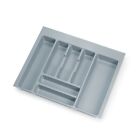 Cutlery tray inserts for kitchen drawers, grey plastic, cabinet sizes 400-1200