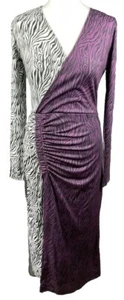 Brandneu mit Etikett Biba Designer Langarm-Midikleid Zebramuster Wickeloptik UK 10 #1 - Bild 1 von 12