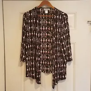 NorthStyle Womens Sz Large Aztec Slinky Knit Open Front Cardigan Argyle B-4 - Picture 1 of 12