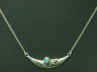 925 Argento Sterling Collier Con Opale Ricoperto / Vero Argento/41,1cm/3,7g - Immagine 1 di 4