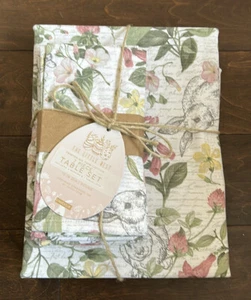 The Little Nest Easter Tablecloth 70” Round & 6 Napkin Set 7 Piece Bunny Rabbit - Picture 1 of 5