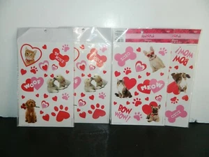 2013 Red & Pink VALENTINE'S DAY Sticker 4 Packages 4 Sheets Each DOGS CATS - Picture 1 of 6