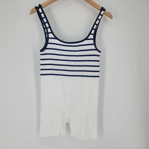 Zara Navy Blue White Striped Sleeveless Jumpsuit Romper Women's XS NWT - Picture 1 of 7
