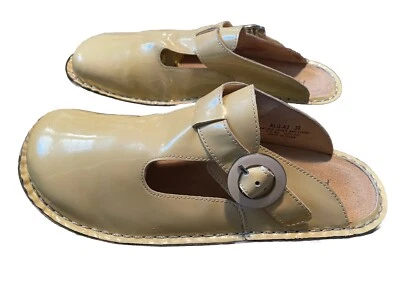 阿尔及利亚女式 39 Paloma 浅黄色木屐护理皮鞋扣 8 1/2 — 第 1/4 张图片