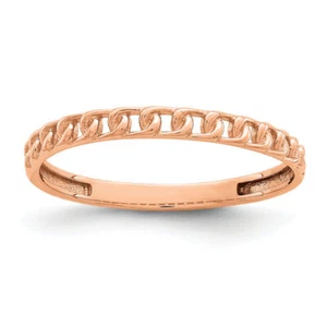 14K Solid Rose Gold Link Chain Statement Ring - Picture 1 of 52