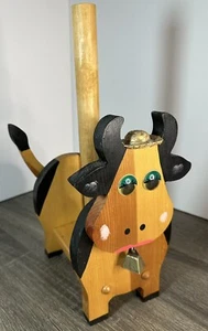 Vintage Wooden Cow Paper Towel Holder - Picture 1 of 12