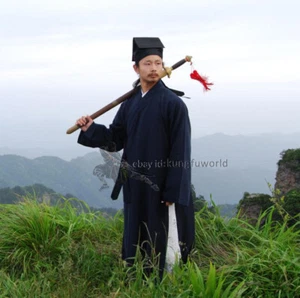 Abito taoista Shaolin Monk Wudang uniforme Tai Chi arti marziali tuta ala - Foto 1 di 14
