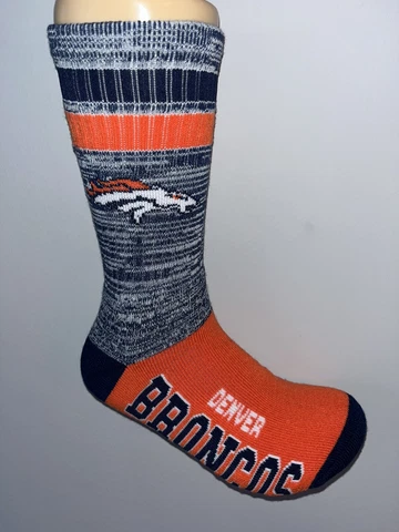 DENVER BRONCOS NFL TEAM LOGO RETRO DEUCE CREW LENGTH SOCKS MENS LARGE Cover
